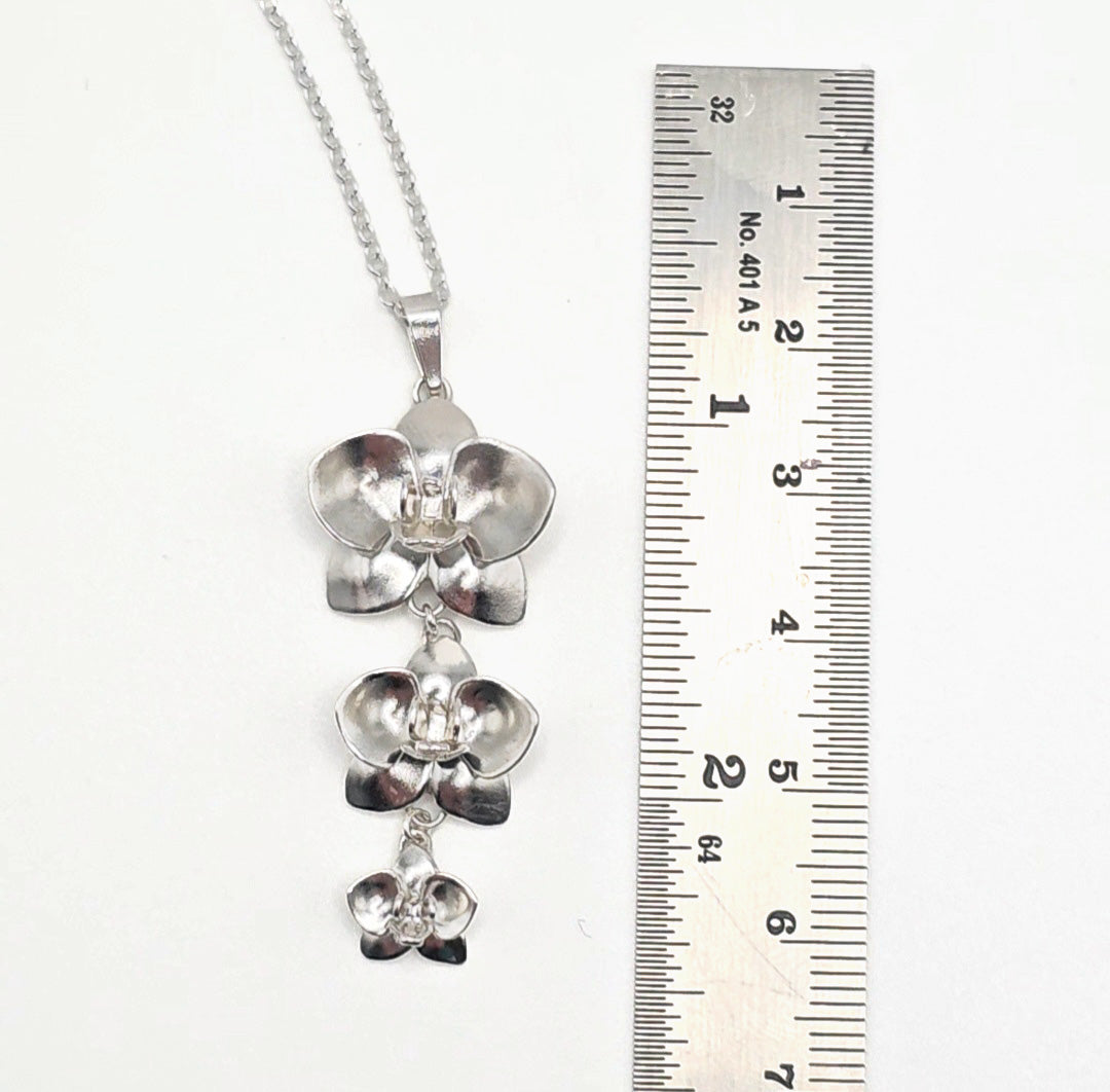 Persephone Graduated Orchid Trio Necklace