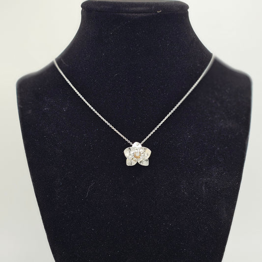 Platinum Orchid Pendant with Diamond